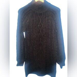 VTG Y2K Abercrombie & Fitch Navy Mock Neck Cable Knit Sweater Dress Size M